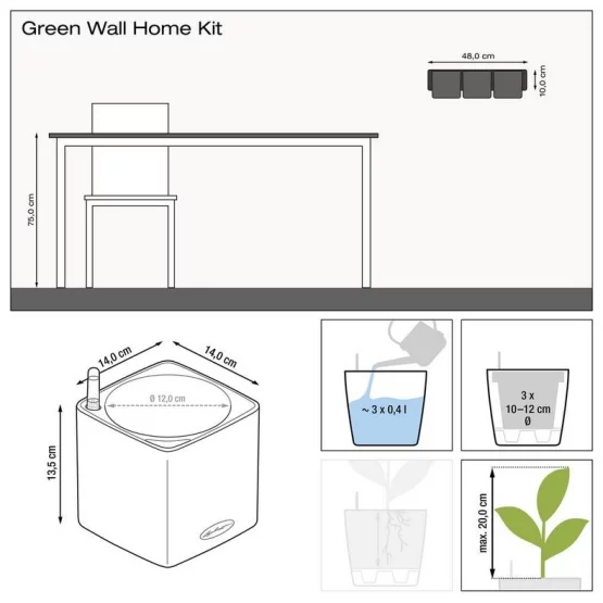 Lechuza Green Wall Home Kit Glossy weiss highgloss